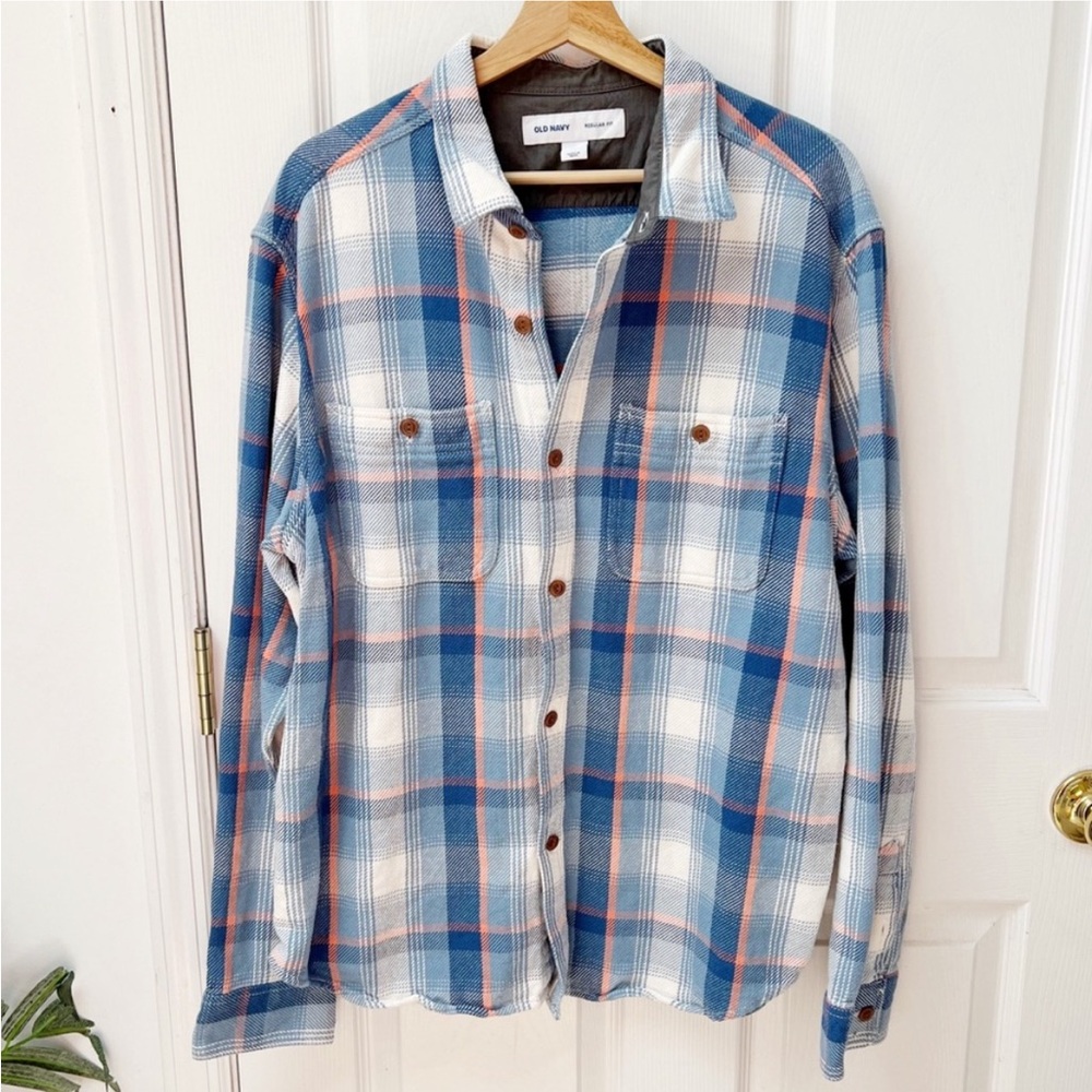 Old Navy Regular-Fit Plaid Twill Shirt in Blue
